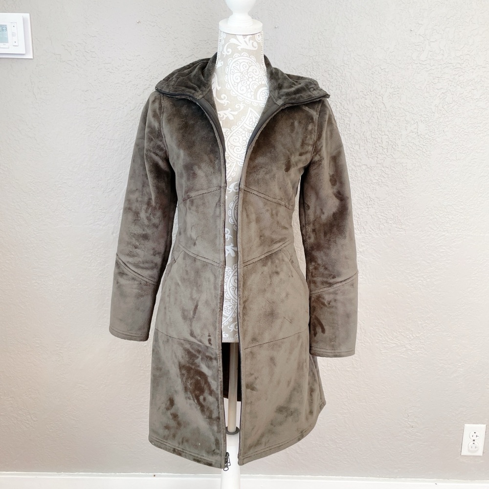 Athleta Minka Plush Fleece Midline Coat - Like New - Wlmens Small - Army Green